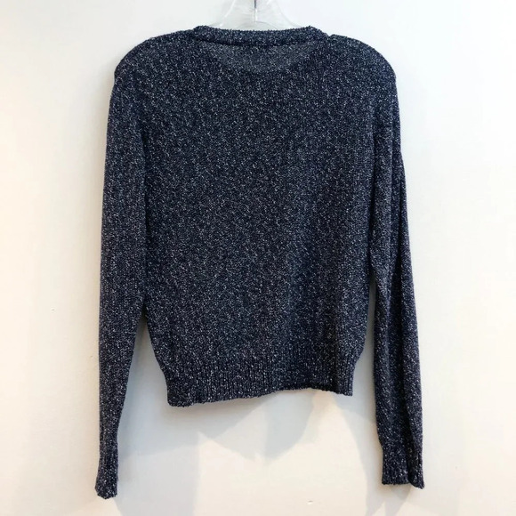 Samuji 100% Cotton Navy Classic Tight Knit Crew Neck Sheer Long Sleeve Sweater S - Picture 9 of 9